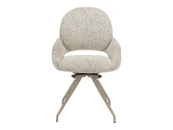 Conjunto de 6 cadeiras giratórias tecido tweed e metal taupe cor creme - VALIANA