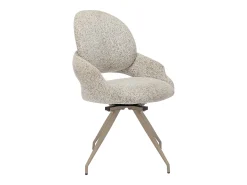Conjunto de 6 cadeiras giratórias tecido tweed e metal taupe cor creme - VALIANA