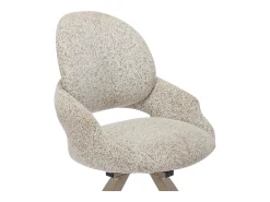 Conjunto de 6 cadeiras giratórias tecido tweed e metal taupe cor creme - VALIANA