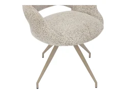 Conjunto de 6 cadeiras giratórias tecido tweed e metal taupe cor creme - VALIANA
