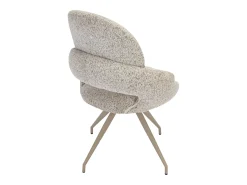 Conjunto de 6 cadeiras giratórias tecido tweed e metal taupe cor creme - VALIANA