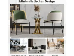Conjunto de 2 cadeiras modernas com pés angulares - 55 x 55 x 85 cm - pés pretos - metal + madeira - bege + verde