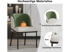 Conjunto de 2 cadeiras modernas com pés angulares - 55 x 55 x 85 cm - pés pretos - metal + madeira - bege + verde