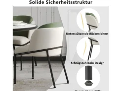 Conjunto de 2 cadeiras modernas com pés angulares - 55 x 55 x 85 cm - pés pretos - metal + madeira - bege + verde