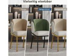 Conjunto de 2 cadeiras modernas com pés angulares - 55 x 55 x 85 cm - pés pretos - metal + madeira - bege + verde