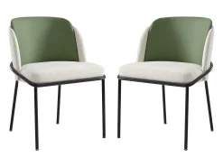Conjunto de 2 cadeiras modernas com pés angulares - 55 x 55 x 85 cm - pés pretos - metal + madeira - bege + verde