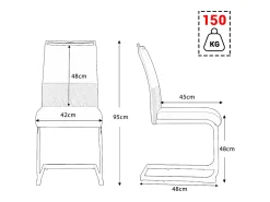 Conjunto de 4 cadeiras para sala de jantar - Linho e couro PU - Pernas metálicas - Branco - BLITZ