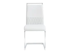 Conjunto de 4 cadeiras para sala de jantar - Linho e couro PU - Pernas metálicas - Branco - BLITZ