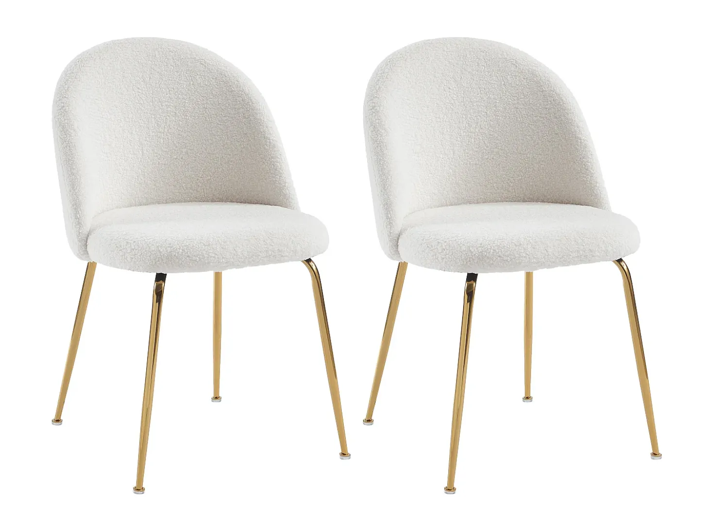Conjunto de 2 cadeiras tecido bouclé e metal dourado branco MELBOURNE