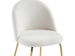 Conjunto de 2 cadeiras tecido bouclé e metal dourado branco MELBOURNE