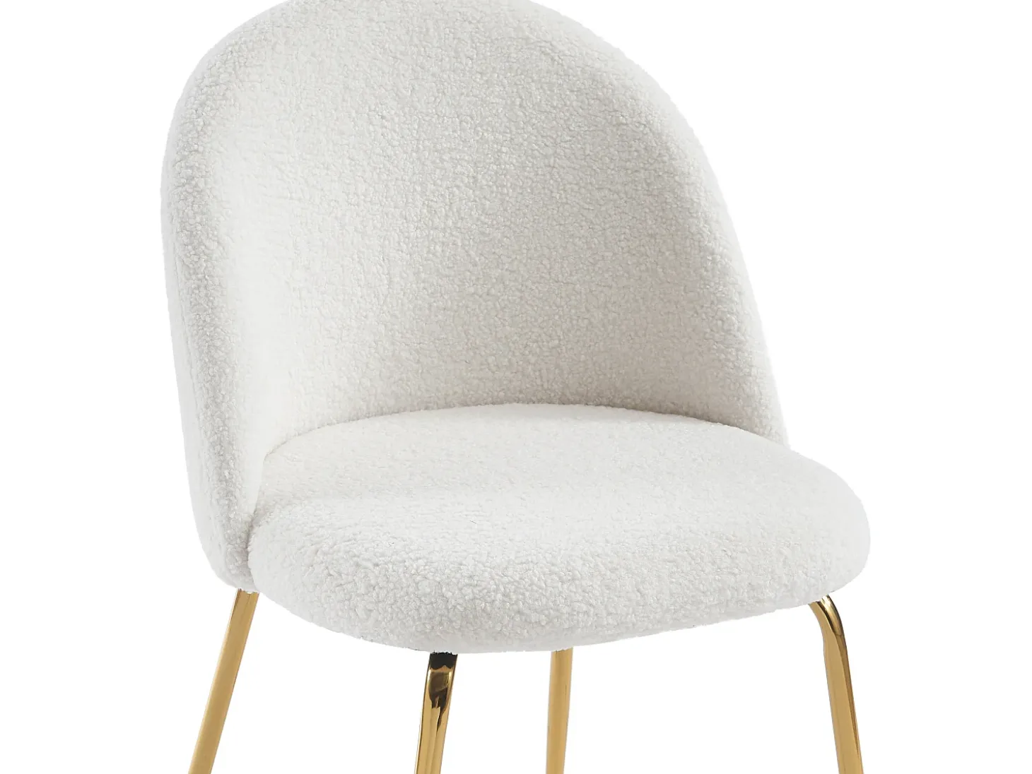 Conjunto de 2 cadeiras tecido bouclé e metal dourado branco MELBOURNE