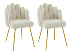 Conjunto de 2 cadeiras tecido bouclé e metal dourado cor creme ALTINAM de Pascal MORABITO