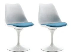 Conjunto de 2 cadeiras Tulipa - Polipropileno, Tecido e Aço - Azul e Branco - XAFY