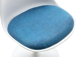 Conjunto de 2 cadeiras Tulipa - Polipropileno, Tecido e Aço - Azul e Branco - XAFY