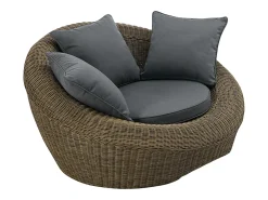 Conjunto de 2 cadeirões de jardim resina entrançada natural claro - WHITEHEAVEN de MYLIA