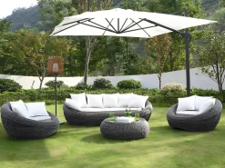 Conjunto de 2 cadeirões de jardim em resina entrançada cinza - WHITEHEAVEN