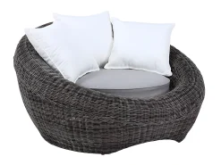 Conjunto de 2 cadeirões de jardim em resina entrançada cinza - WHITEHEAVEN
