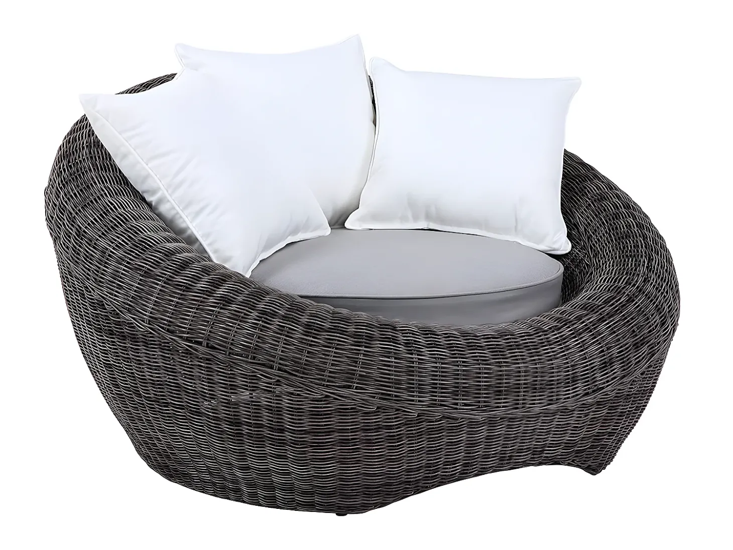 Conjunto de 2 cadeirões de jardim em resina entrançada cinza - WHITEHEAVEN