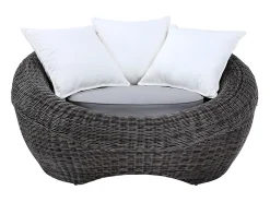 Conjunto de 2 cadeirões de jardim em resina entrançada cinza - WHITEHEAVEN