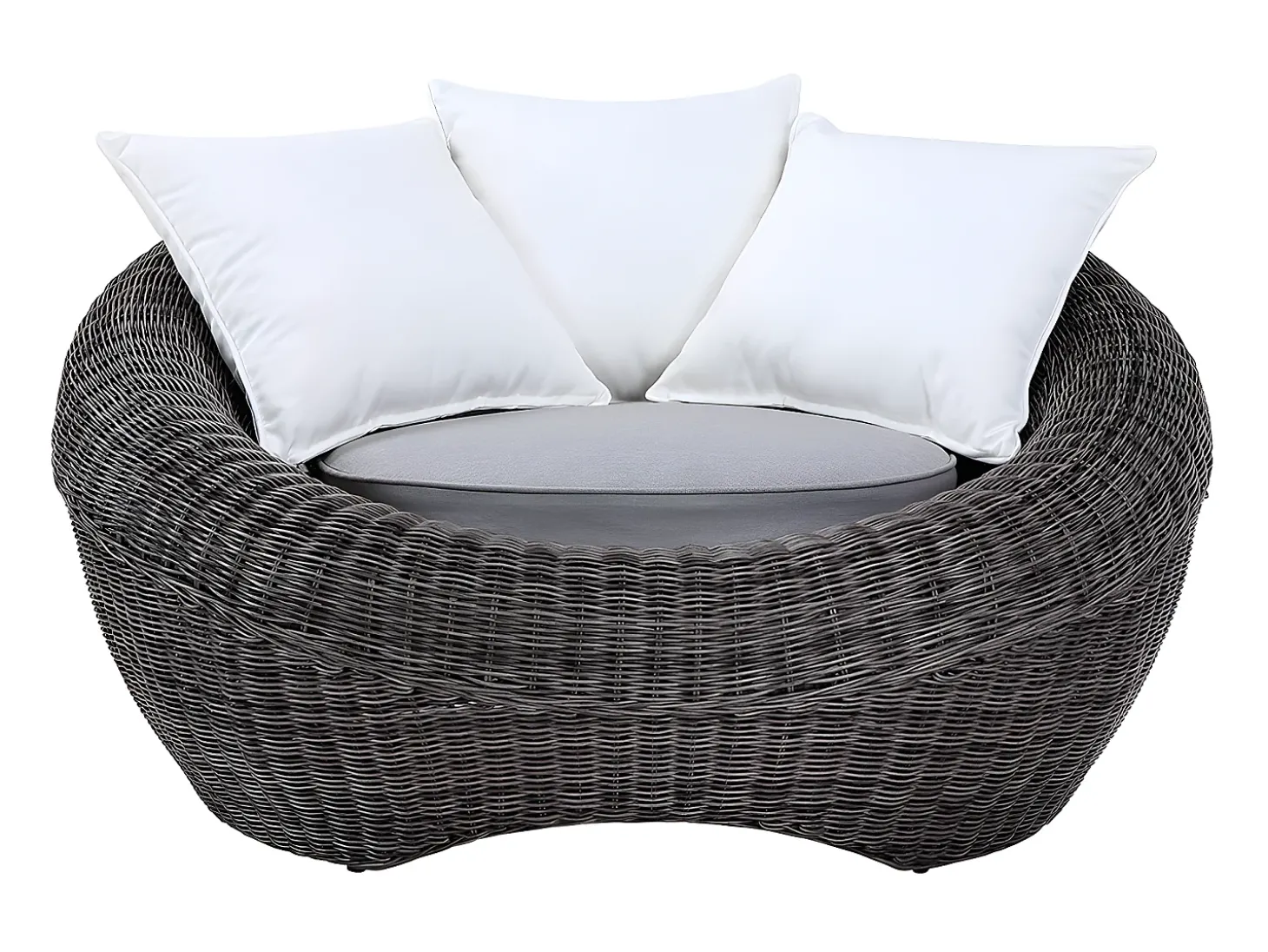 Conjunto de 2 cadeirões de jardim em resina entrançada cinza - WHITEHEAVEN