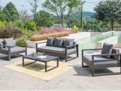 Conjunto de 2 cadeirões de jardim em alumínio - Antracite - MOLOKAI