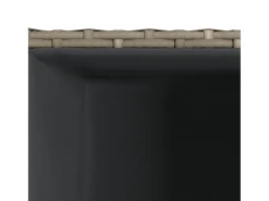 Conjunto de 3 canteiros elevados para plantas e flores ideais para uso externo em pátios e terraços feitos de resina trançada cinza (02_0038885)