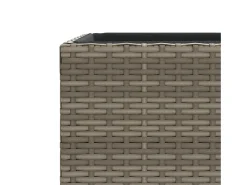 Conjunto de 3 canteiros elevados para plantas e flores ideais para uso externo em pátios e terraços feitos de resina trançada cinza (02_0038885)