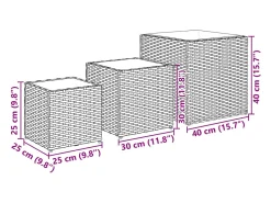 Conjunto de 3 canteiros elevados para plantas e flores ideais para uso externo em pátios e terraços feitos de resina trançada cinza (02_0038885)