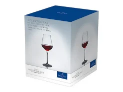 Conjunto de 4 cálices de vinho tinto de cristal transparente/preto 470 ml, Manufacture Rock