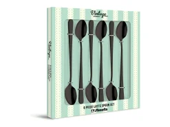 Conjunto de 6 colheres latte macchiato preto fosco em aço inoxidável Amefa Austin