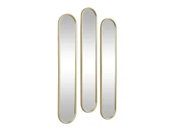 Conjunto de 3 espelhos ovais em metal - L.23 x A.120 cm - Dourado - JAYLEN