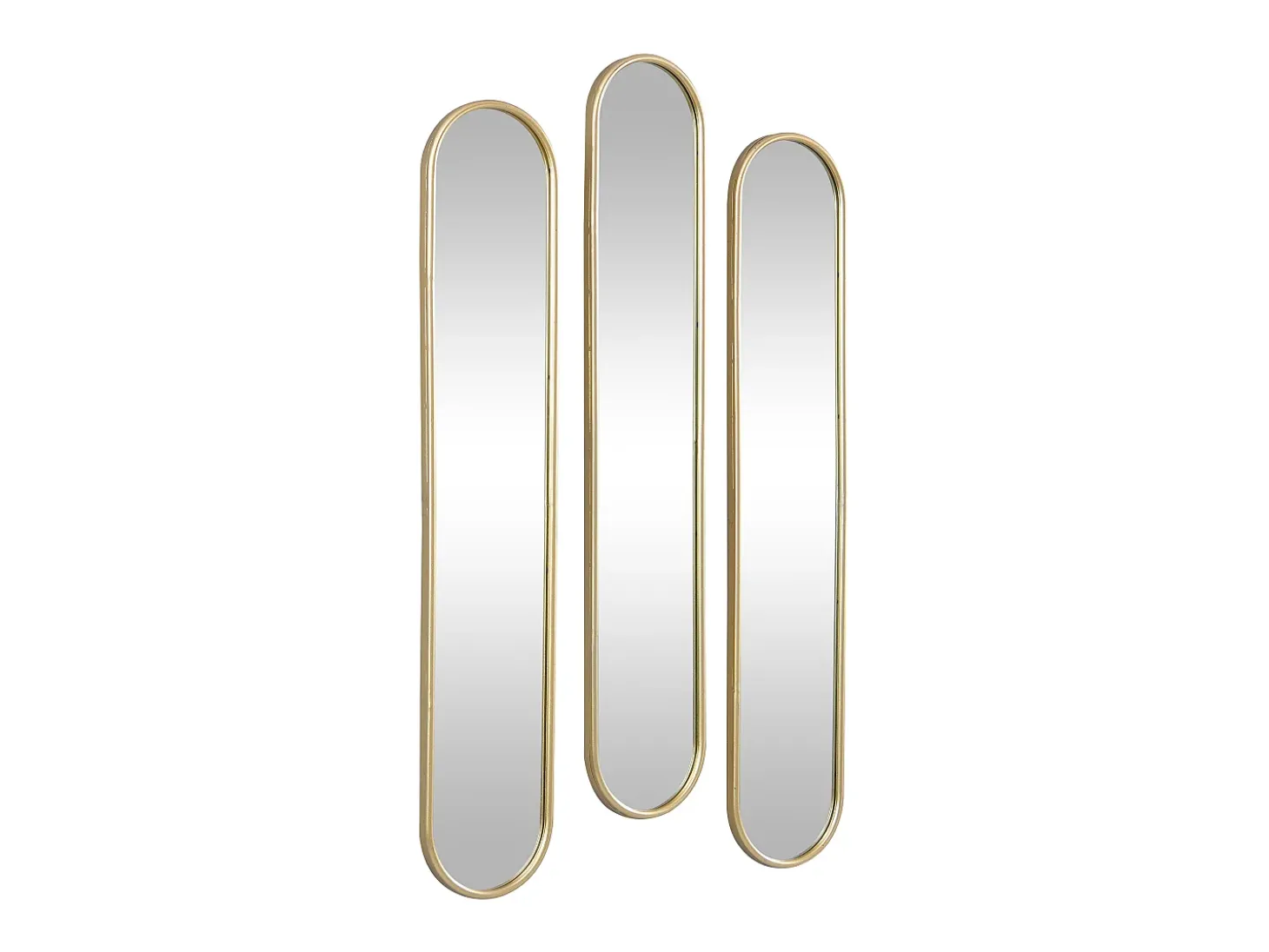 Conjunto de 3 espelhos ovais em metal - L.23 x A.120 cm - Dourado - JAYLEN