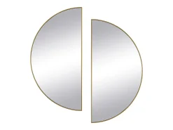 Conjunto de 2 espelhos semicírculo design em metal C.50 x A.100 cm dourado - GAVRA