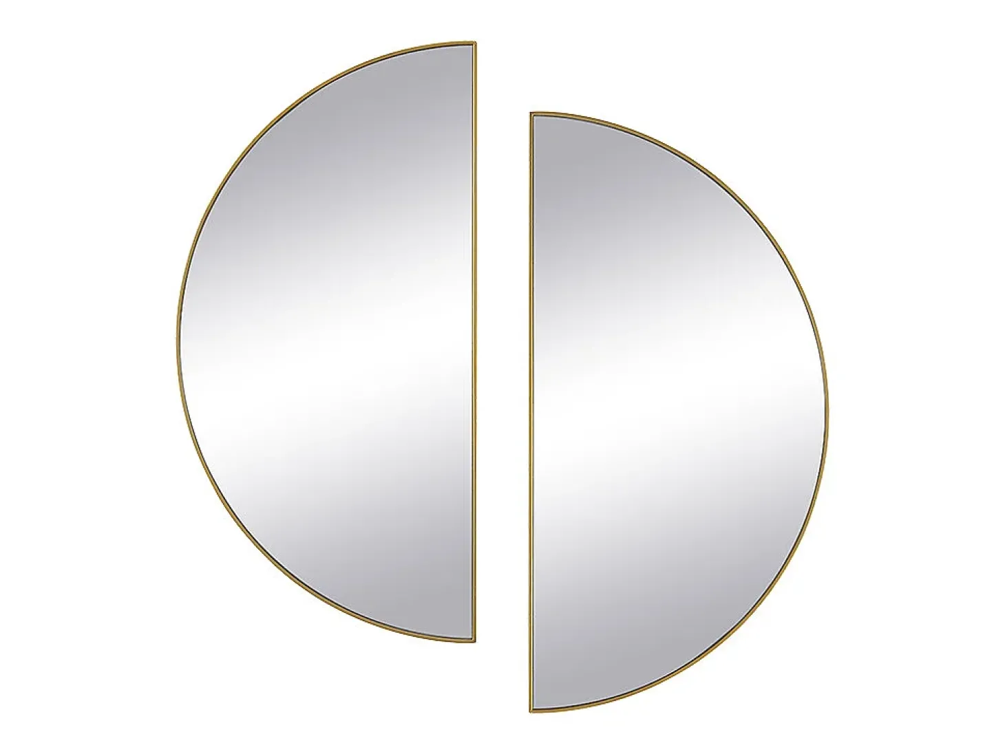Conjunto de 2 espelhos semicírculo design em metal C.50 x A.100 cm dourado - GAVRA