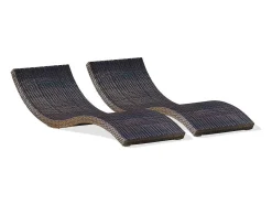 Conjunto de 2 espreguiçadeiras em resina entrançada cor chocolate
