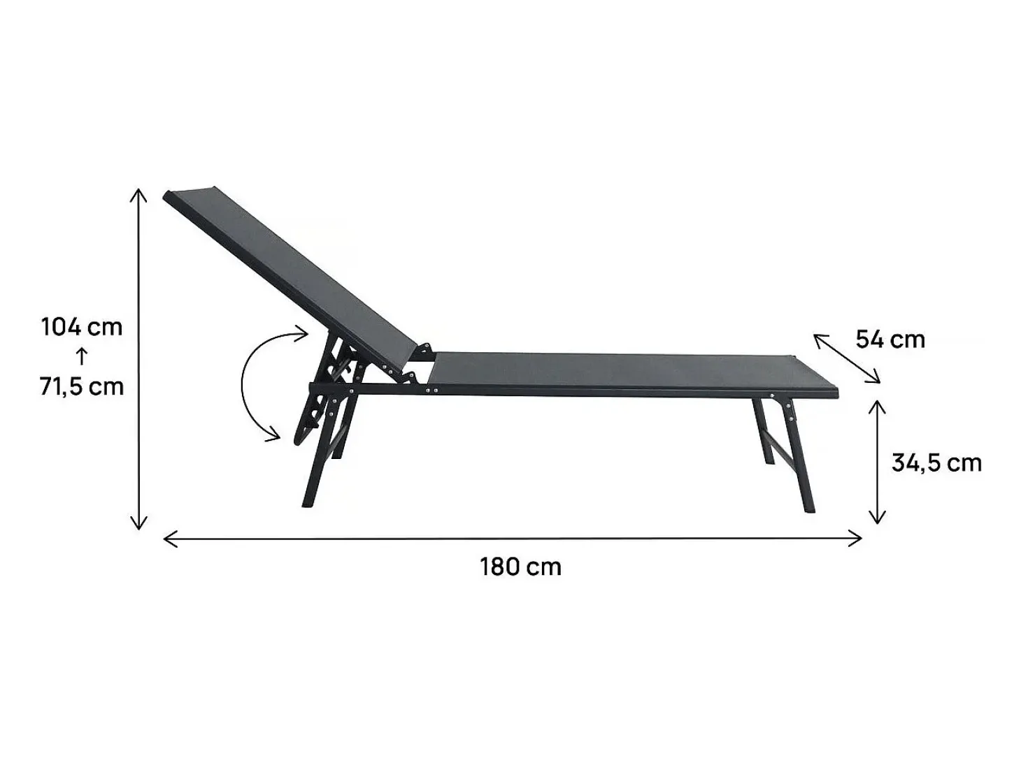 Conjunto de 2 espreguiçadeiras em metal "Sublima" - 180 x 54 x 104 cm - Antracite
