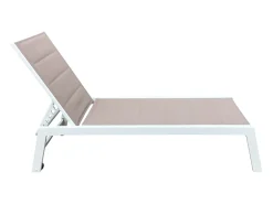 Conjunto de 2 espreguiçadeiras BARBADOS em taupe textilene - alumínio branco