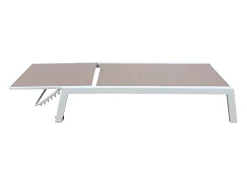 Conjunto de 2 espreguiçadeiras BARBADOS em taupe textilene - alumínio branco