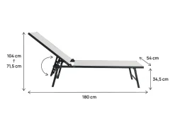 Conjunto de 2 espreguiçadeiras metálicas "Sublima" - 180 x 54 x 104 cm - Bege