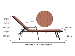 Conjunto de 2 espreguiçadeiras metálicas "Farniente" com braços - Terracota