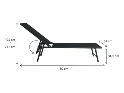 Conjunto de 2 espreguiçadeiras metálicas "Sublima" - 180 x 54 x 104 cm - Preto