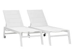 Conjunto de 2 espreguiçadeiras BARBADOS em textileno branco - alumínio branco