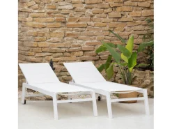 Conjunto de 2 espreguiçadeiras BARBADOS em textileno branco - alumínio branco