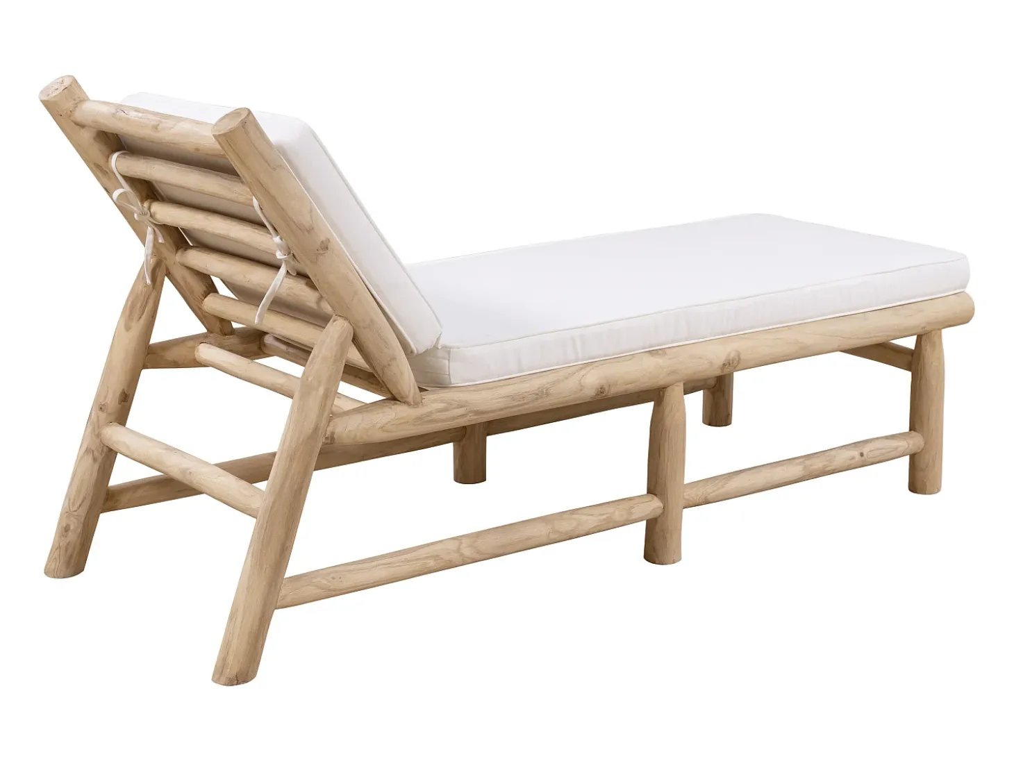 Conjunto de 2 espreguiçadeiras em teca com colchão natural claro e branco - TULUM de MYLIA