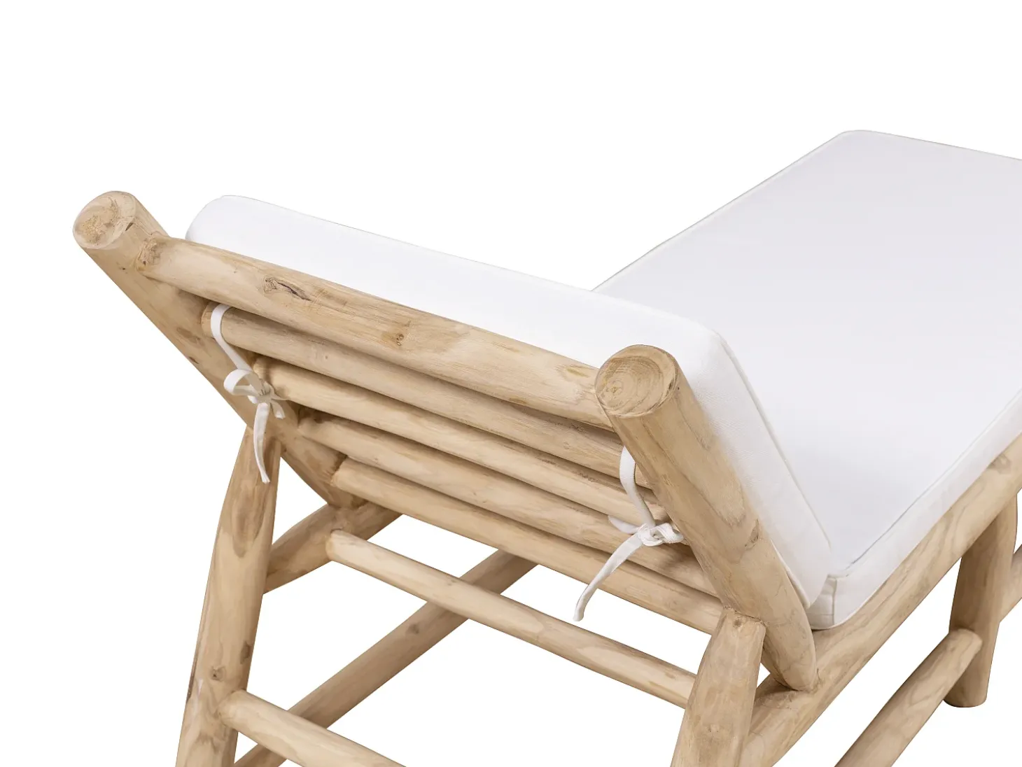 Conjunto de 2 espreguiçadeiras em teca com colchão natural claro e branco - TULUM de MYLIA