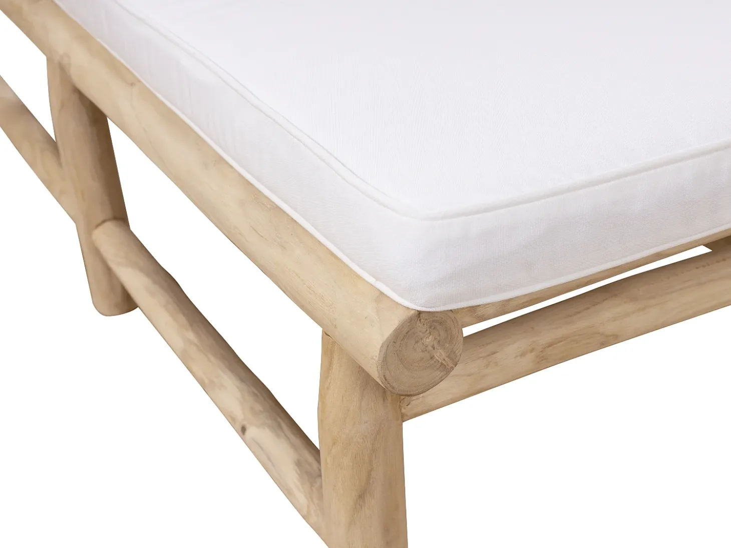 Conjunto de 2 espreguiçadeiras em teca com colchão natural claro e branco - TULUM de MYLIA