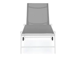 Conjunto de 2 espreguiçadeiras em alumínio têxtil "Jolia" - Cinzento / Branco