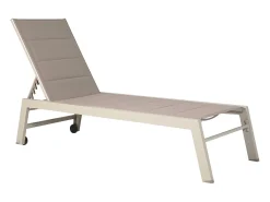 Conjunto de 2 espreguiçadeiras BARBADOS em taupe textilene - taupe aluminium