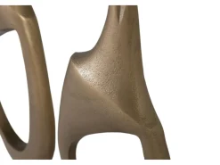 Conjunto de 2 estatuetas decorativas em alumínio com acabamento em bronze.