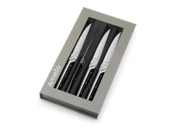 Conjunto de 4 facas de carne Emperor Amefa - Estilo de alta qualidade, lâmina serrilhada, cabo bimaterial ABS & Inox